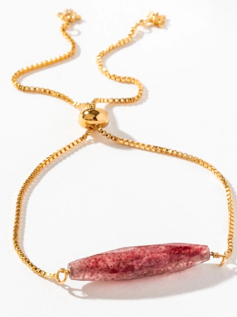 Luna Norte Vega Gemstone Adjustable Bracelet- Strawberry Quartz